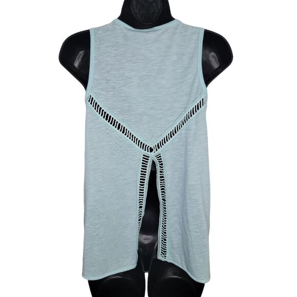 Cruel Girl Denim Western Tank top Crochet Trim Light Blue size XS - Picture 4 of 8